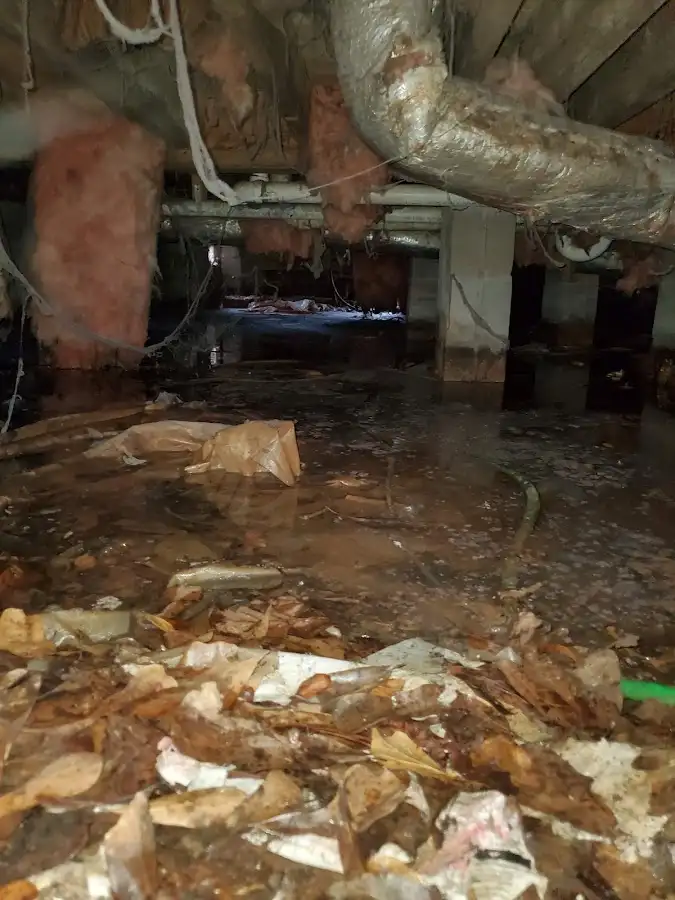 Crawl space flood assessment for Commercial Water Damage Restoration in Montgomery Village